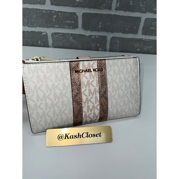 Michael Kors JST LG Color-Block Double-Zip Wristlet - Powder Blush Multi - Picture 1 of 7